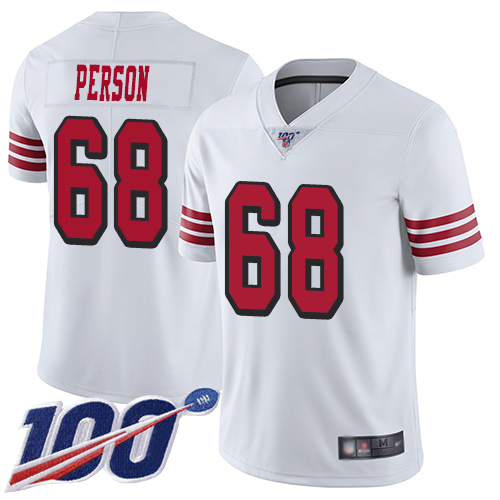 San Francisco 49ers Limited White Men Mike Person NFL Jersey #68 100th Season Rush Vapor Untouchable->youth nfl jersey->Youth Jersey